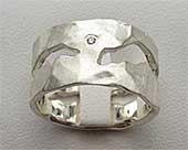 Diamond and silver wedding ring