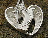 Angel silver heart necklace