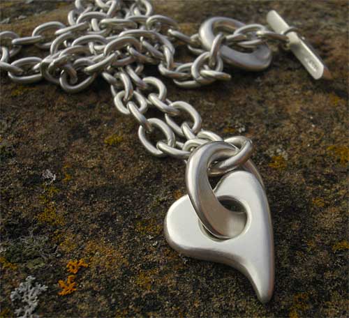 silver heart necklace for women