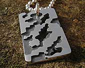 Army camouflage mens silver necklace