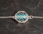 Artistic shaded blue handmade silver bracelet