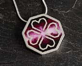 Artistic shaded burgundy handmade silver necklace
