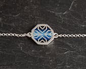 Artistic shaded dark blue handmade silver bracelet
