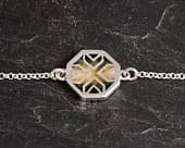 Artistic shaded yellow handmade silver bracelet