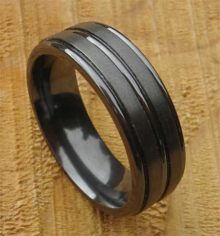 Black zirconium wedding rings uk