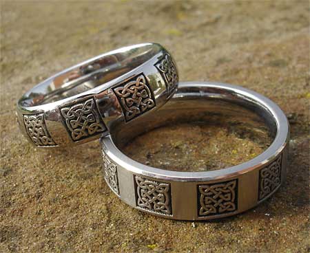 Celtic Engraved Titanium Wedding Rings