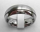 Domed twin finish titanium wedding ring