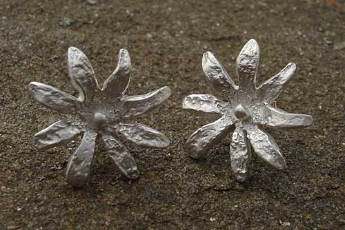 silver flower earrings