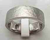 Flat hammered titanium wedding ring