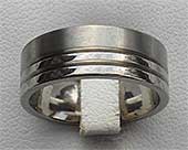Flat two tone titanium wedding ring