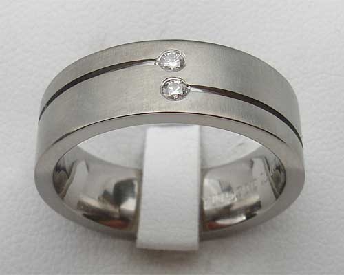 diamond set titanium ring