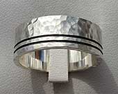 Hammered sterling silver wedding ring for men