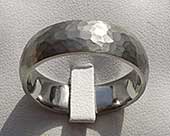 Hammered titanium wedding ring