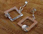 Handmade silver square earrings