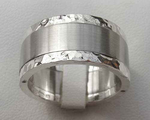 stainless steel and silver wedding ring
