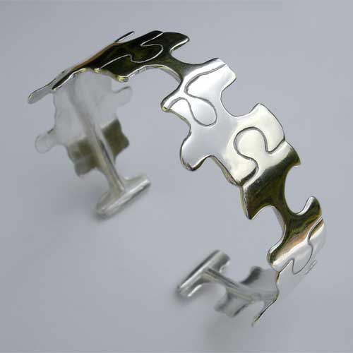 silver jigsaw bangle