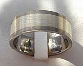 Mens gold inlaid titanium wedding ring