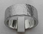 Mens hammered steel wedding ring