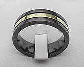 Mens silver inlay wedding ring