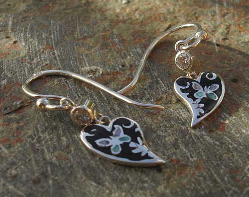 silver enamelled earrings