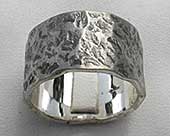 Oxidised hammered silver wedding ring