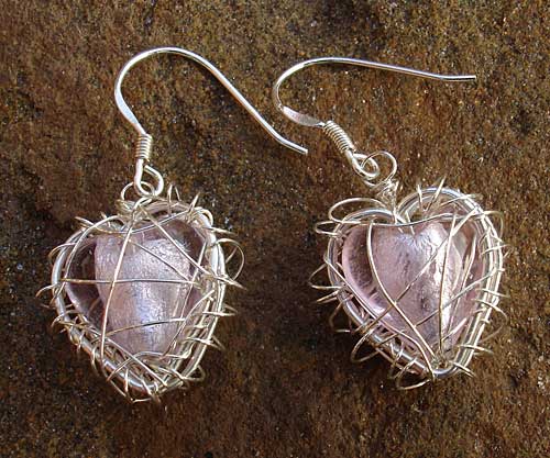 drop heart earrings