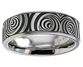 Psychedelic pattern titanium ring