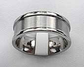 Recessed titanium wedding ring