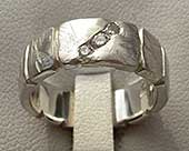Rugged silver diamond wedding ring