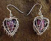 Silver heart cage earrings