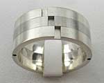 Wide Stainless Steel And Sterling Silver Ring