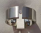 Tension set titanium engagement ring