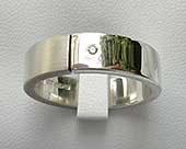 Twin finish silver diamond wedding ring