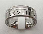 Roman numerals wedding ring with a twin finish