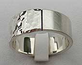 Twin finish textured silver wedding ring