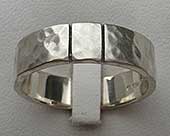 Mens silver ring with two etched lines