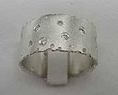 Unique silver diamond wedding ring