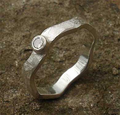 Ruff' Shaped Silver Engagement Ring