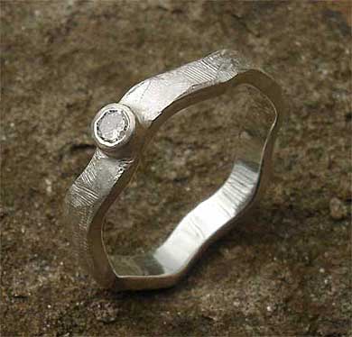 Ruff' Shaped Silver Engagement Ring Ruff' Shaped Silver Engagement Ring