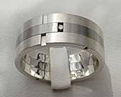 White diamond wedding ring in stainless steel