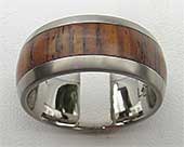 Wide titanium wooden wedding ring