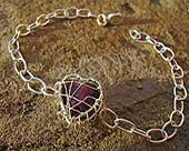 Womens silver heart chain bracelet