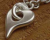 Womens solid silver heart necklace