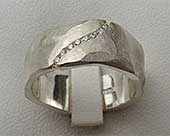 Unusual diamond silver wedding ring