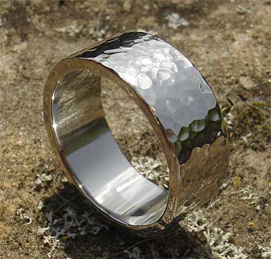 wide hammered steel ring