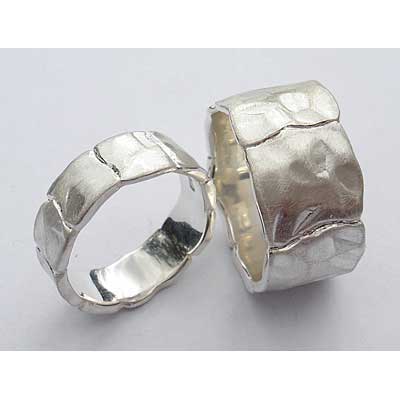 Fabulous hammered silver wedding rings