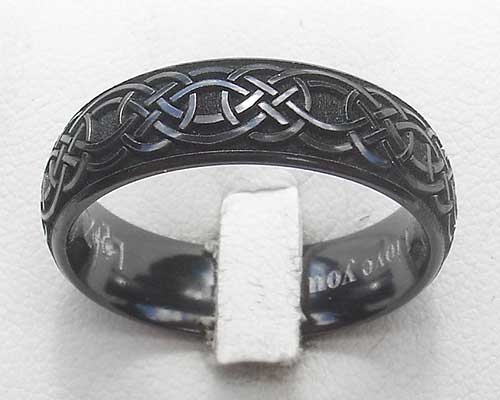 All Black Mens Celtic Knot Ring 