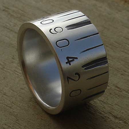 Barcode silver ring
