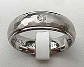 Hammered diamond set wedding ring