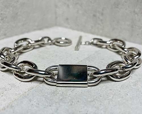 Mens silver chain ID bracelet